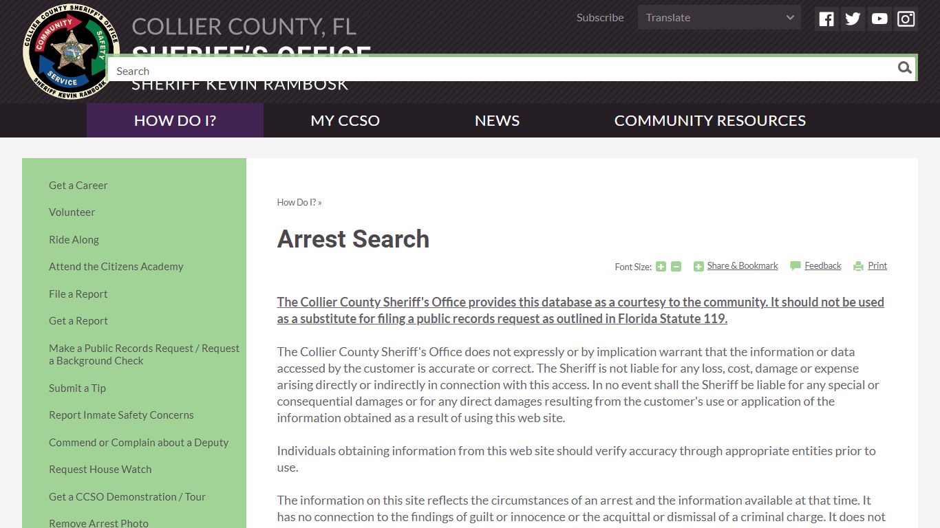 Arrest Search | Collier County, FL Sheriff